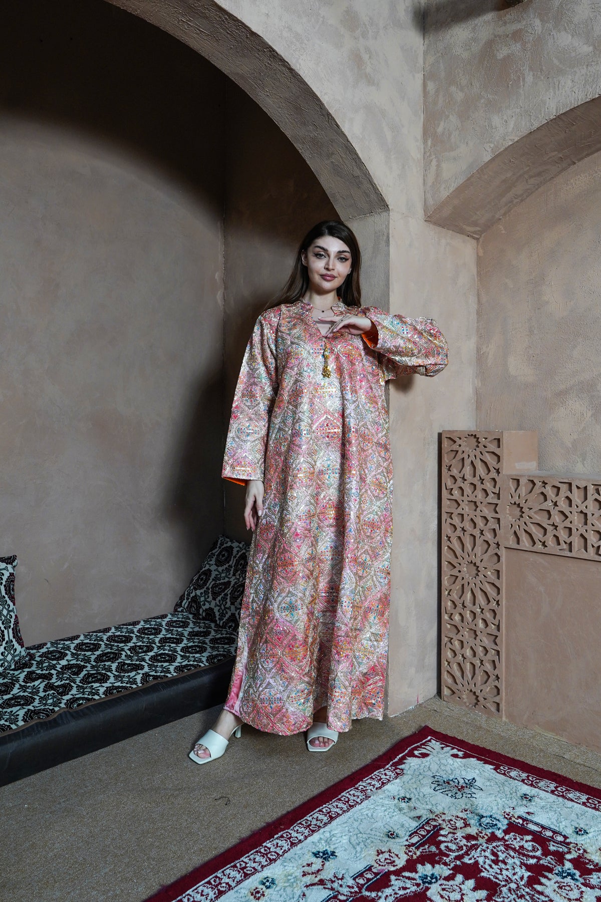 SATIN EMBROIDERY JALABIYA  MR-355