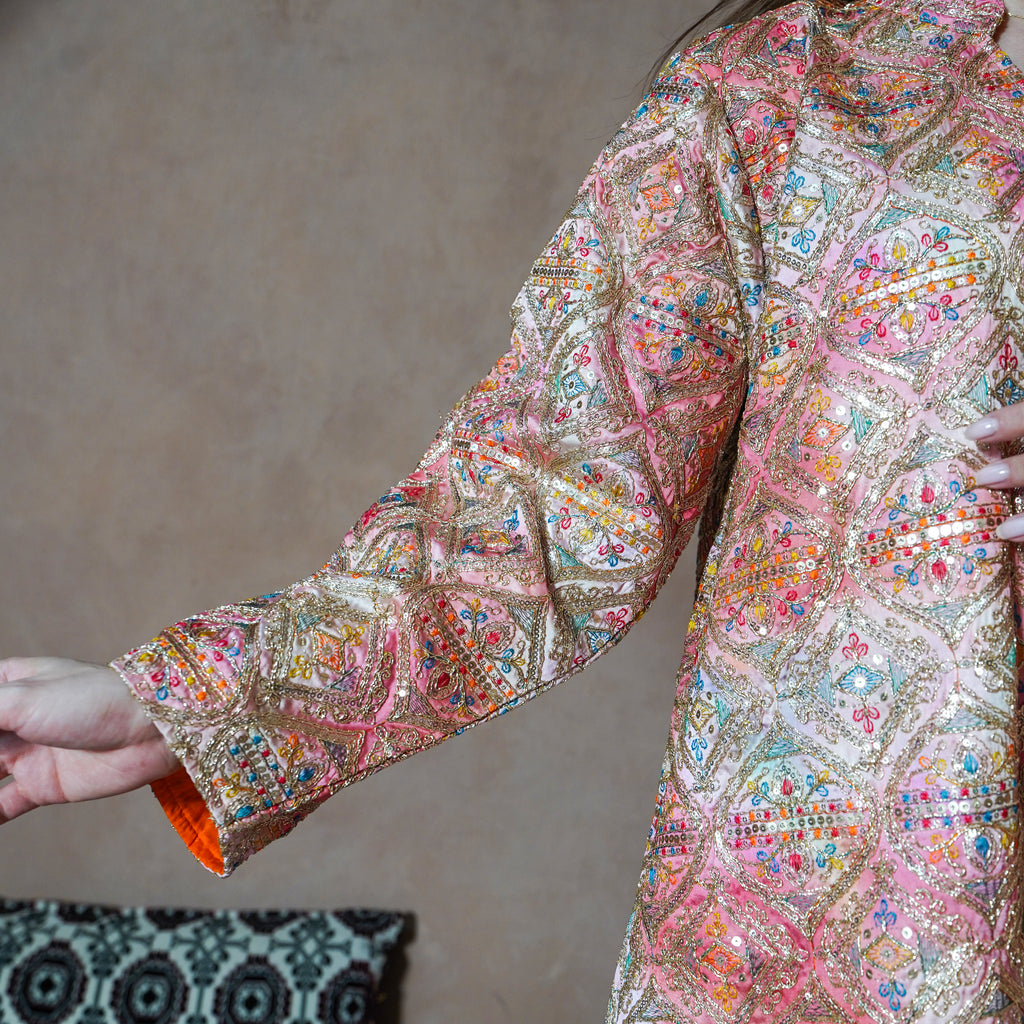 SATIN EMBROIDERY JALABIYA  MR-355